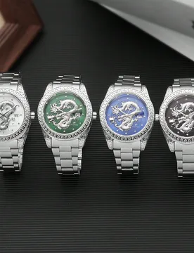 Reloj de pulsera para hombre con patrón de dragón en relieve 3D, que emana encanto oriental, regalo perfecto para Año Nuevo - Shein - FashionsVida