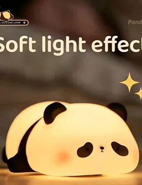 Lámpara de silicona con diseño de panda, luz nocturna de aplauso de panda, lámpara de dormir para mesita de noche, recargable por USB, 3 niveles de - Shein - FashionsVida