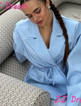 Solid Lapel Blazers For Women Oversize Single Button Long Sleeve With Belt Shoulder Pads Jackets 2025 Autumn Office Lady Outwear - Aliexpress - FashionsVida