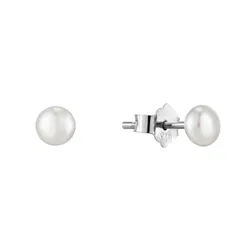 Womens Sterling Silver 5mm Freshwater Pearl Stud Earrings - One Size