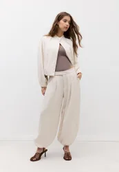 Puffärmel-Hose mit Schnalle Ecru 36