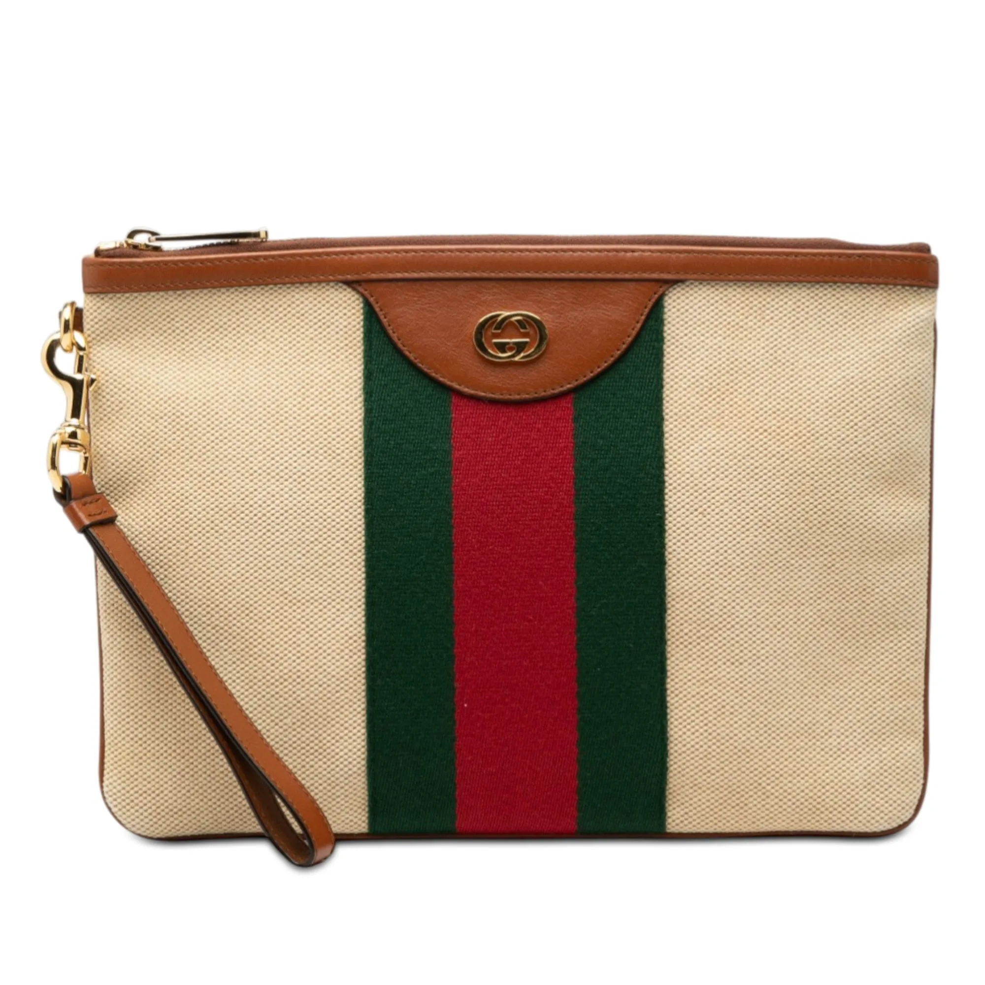 Canvas Interlocking G Web Clutch - Gucci - FashionsVida