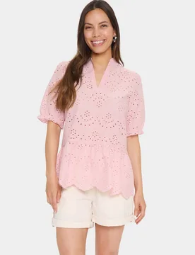 Women's Geleksa V-Neck Blouse in Baby Pink Size: Large - Baby Pink - Size: L - Saint tropez - FashionsVida