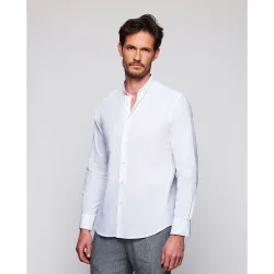 Camisa de hombre casual manga larga rayas cuello mao