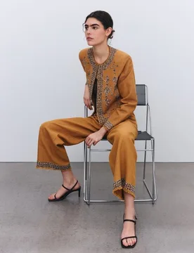Chaqueta de mujer con bordados de lentejuelas con lino - Tintoretto - FashionsVida