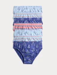 Pack Pure Cotton Boats & Striped Briefs (18 Mths-14 Yrs) Blue Mix male