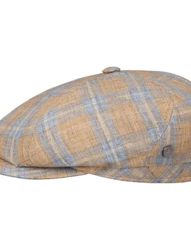 Calberton Linen Flat Cap by - beige-blue - Size: L (58-59 cm) - Lierys - FashionsVida