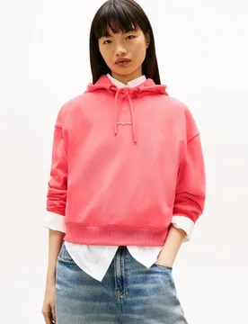 Sudadera de mujer con capucha boxy fit de cuello abierto de - Tommy Jeans - FashionsVida