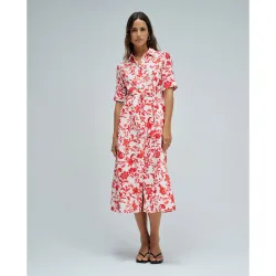 Vestido camisero con estampado floral de mujer