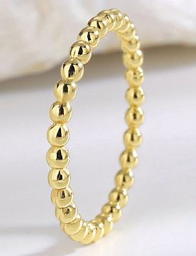 Pieza Anillo apilable de cuentas redondas, joyería exquisita de plata de ley 925 como regalo para mujeres