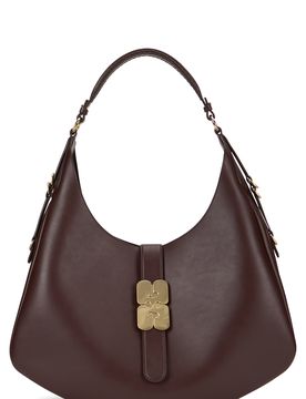 Gently Tapered Leather Shoulder Handbag with Wide Handle