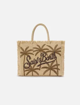 Borsa Vanity Straw Bag effetto rafia con disegni floreali a contrasto - MC2 SAINT BARTH - FashionsVida