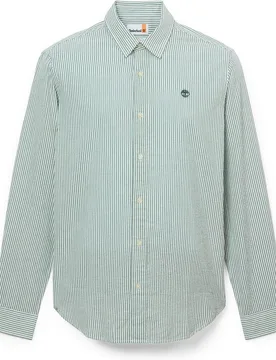 Camisa de hombre a rayas en algodón regular fit con logo bordado - Timberland - FashionsVida