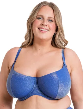 Womens Cs037306 Sapphire Seas Scooped Balcony Bikini Top - Blue - Size 36f - Curvy Kate - FashionsVida