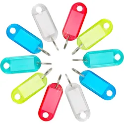 Pcs/lot Crystal Clear Plastic Key Tag with Split Ring Label Double Sided Display Window for DIY Keychain Kit Craft Material