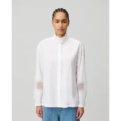 Camisa de mujer de algodón con cuello volante