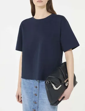 T-shirt boxy blu Weekend in cotone con fondo più lungo sul retro - Max Mara - FashionsVida