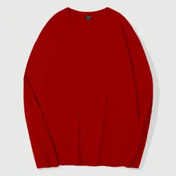 Camiseta de manga larga de unicolor para hombre, otoño