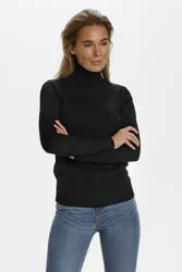 MilaSZ Rollneck Pullover - True Black - Size: L