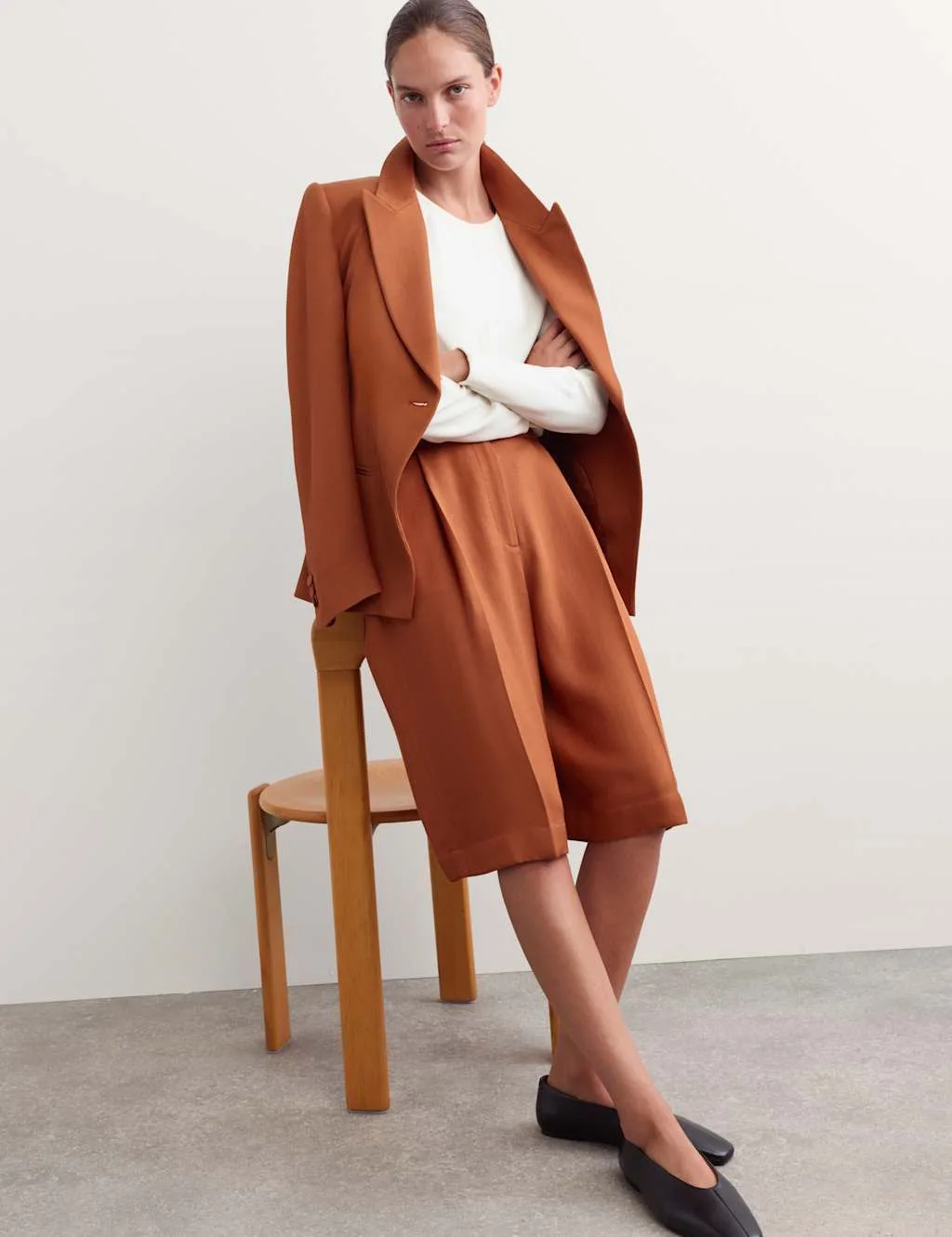 Lyocell Blend Long Shorts Copper female - Jaeger - FashionsVida