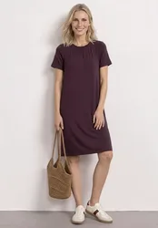 Knielanges Jerseykleid mit Rundhals female Rot