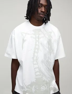 Men's Afterlight Tonal Glow In The Dark Printed Short Sleeve T-Shirt White Size Large White L - boohooMAN - FashionsVida