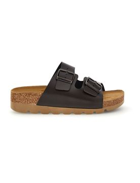 Ciabatte marroni con sottopiede in vera pelle 335P20630SR 38