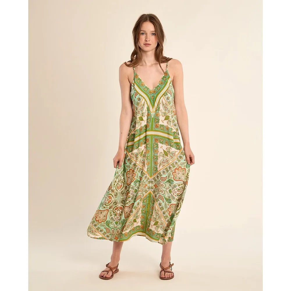 Vestido largo de tirantes con estampado - Molly Bracken - FashionsVida