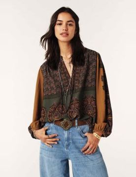Para mujer. 1H25BAKE Blusa Baker (34), Casual, Viscosa, Manga larga