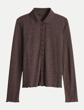 Slim-Fit Rippshirt Sosea Braun 42