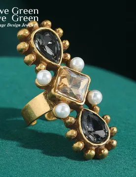 Vintage Black Crystal Rings for Woman Geometry Designer Luxury Water Drop Gold Color Wedding High Quality Brand Jewelry Arrivals - Aliexpress - FashionsVida
