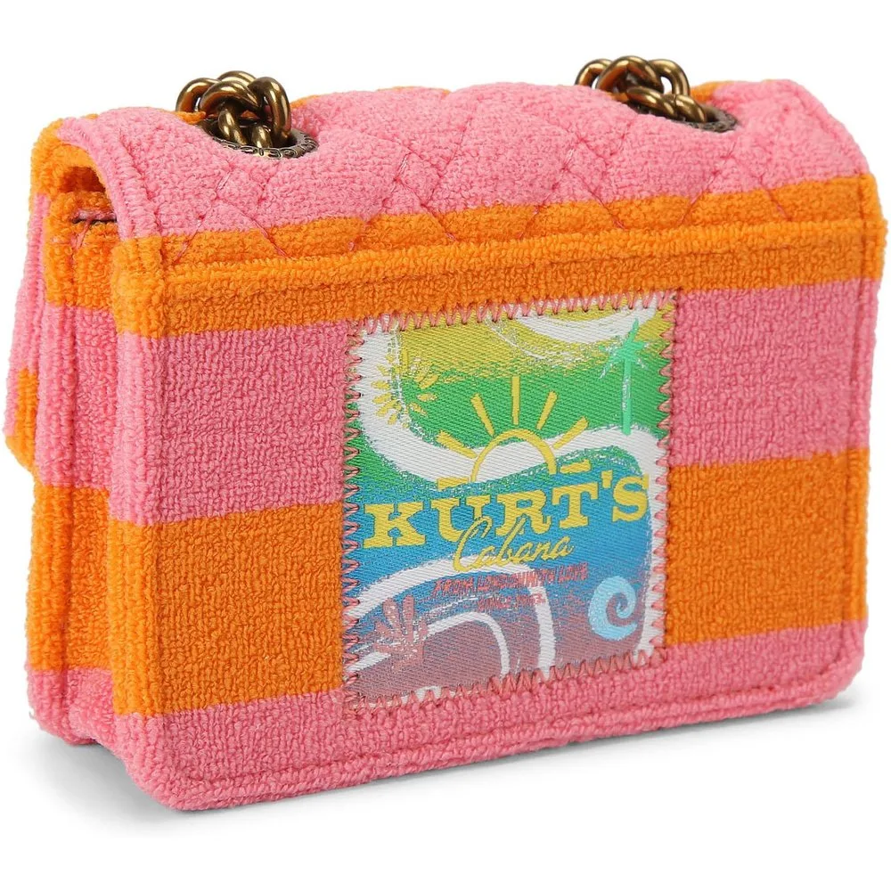 Bolso mini de mujer de rayas y detalle en solapa - Kurt Geiger - FashionsVida