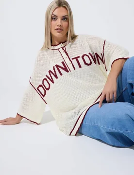 Women's 'Downtown' Knitted Top in Cream Size: 26-28 - Cream - Size: 26-28 - Yours - FashionsVida
