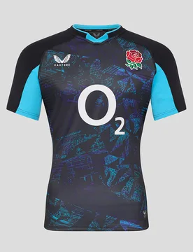 Men’s England Rugby Alternate Short Sleeve Pro Shirt – Caviar CAVIAR L male - Castore - FashionsVida