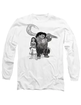 Unisex Moana Maui Moana Sketch Long Sleeve T-Shirt, White Size: Large - White - Size: L - Disney - FashionsVida