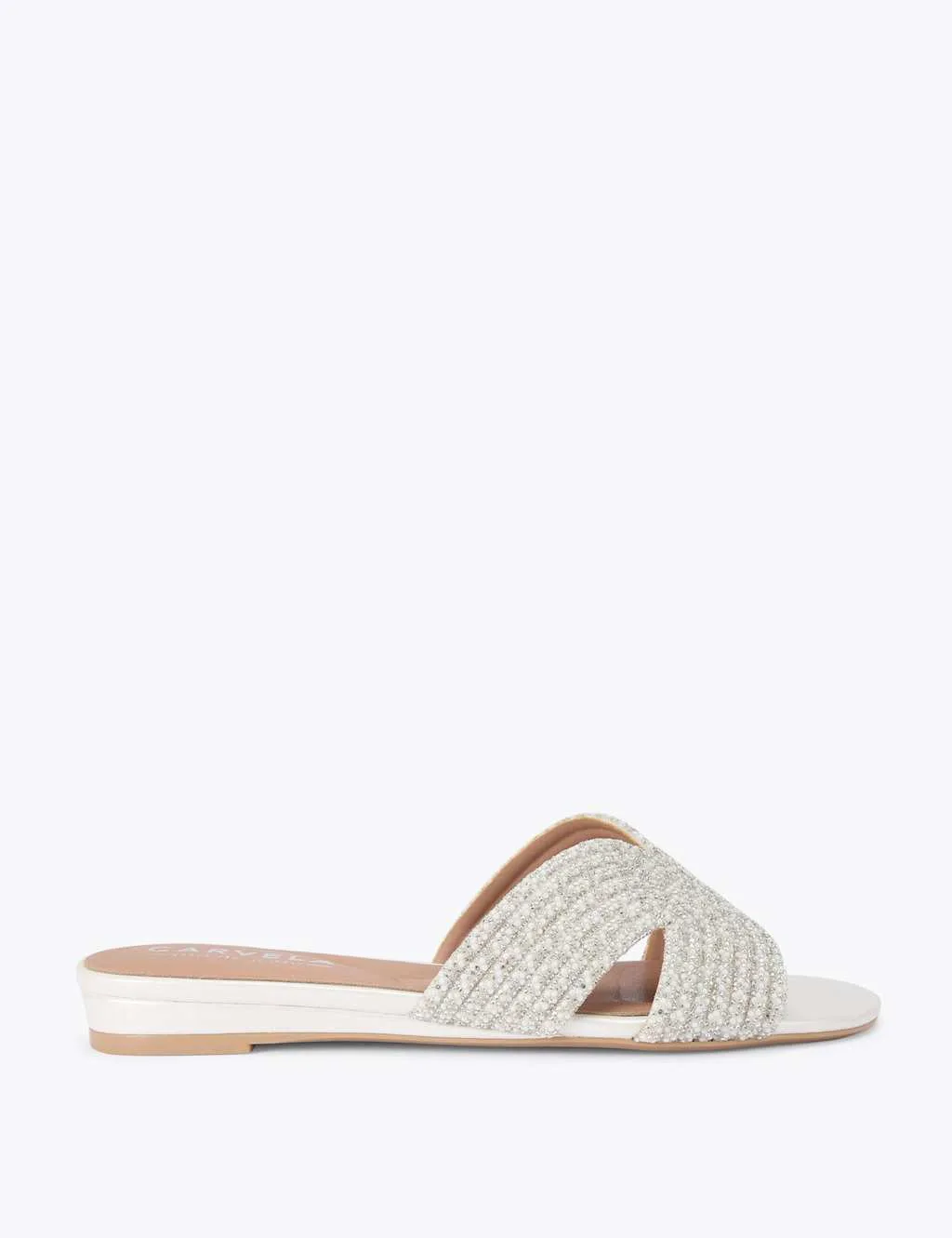 Metallic Embellished Mule Sandals White female - Carvela - FashionsVida