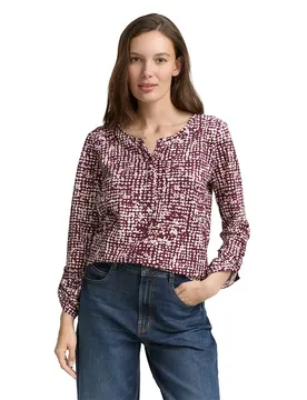 Maglietta A Maniche Lunghe 107729 Dark Red Abstract Dot Design L