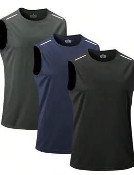 Piezas/paquete Camisetas sin mangas deportivas de verano para hombres, tops deportivos informales de moda para exteriores - Shein - FashionsVida