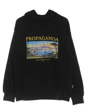 Felpa Leggera Cappuccio Uomo Parthenope Hoodie Black - Propaganda - FashionsVida