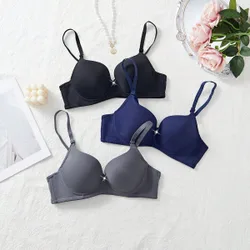 Piezas de sujetadores cómodos y casuales con aros, copa suave de unicolor, ropa interior