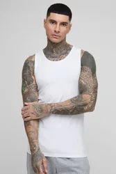 Herren Tall Muscle Fit Unterhemd White Größe XL