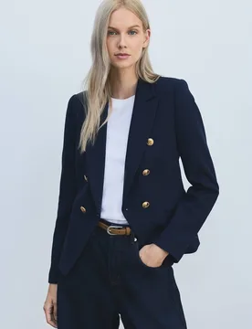 Women's Petite Forever Tailored Button Military Blazer in Navy Size: 6 - Navy - Size: 6 - Karen millen - FashionsVida