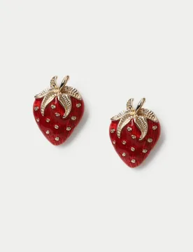 Strawberry Stud Earrings Red female - M&S - FashionsVida