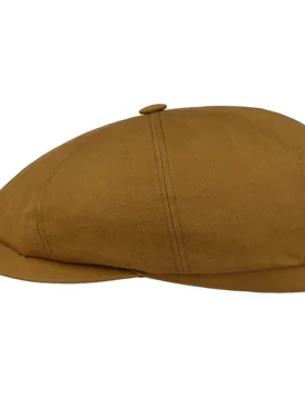 Hatteras Waxed Cotton Garage Flat Cap by - cognac - Size: M (56-57 cm) - Stetson - FashionsVida