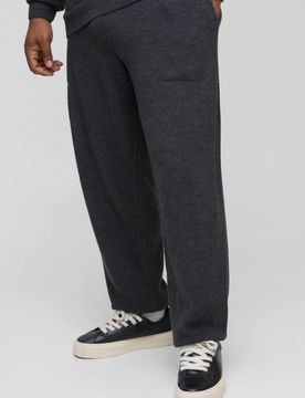 Herren Plus Relaxed Fit Gestrickter Sweat-Trainingsanzug Charcoal Größe 2XL