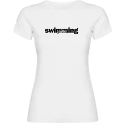 Word Swimming Short Sleeve T-shirt White L Women