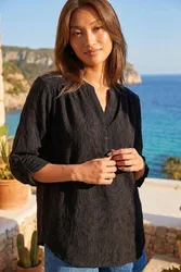Texture Burnout Shirt - Black - Size: 16