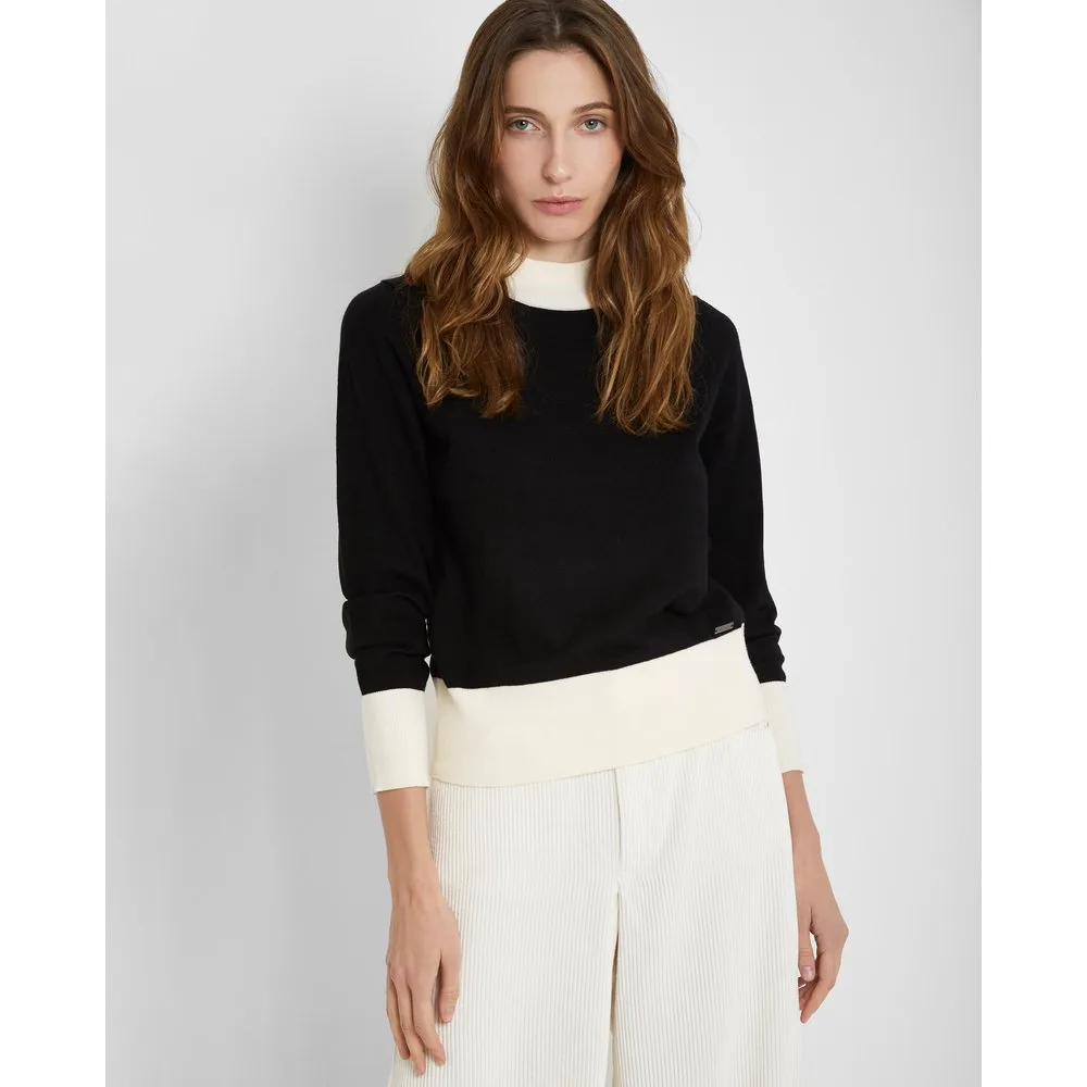 Jersey de mujer bicolor con cuello perkins - Trucco - FashionsVida