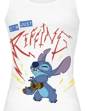 Disney Top - Riffing - S bis XXL - für Damen - Größe M - weiß - Lizenzierter Fanartikel - Frauen - female - Lilo & Stitch - FashionsVida