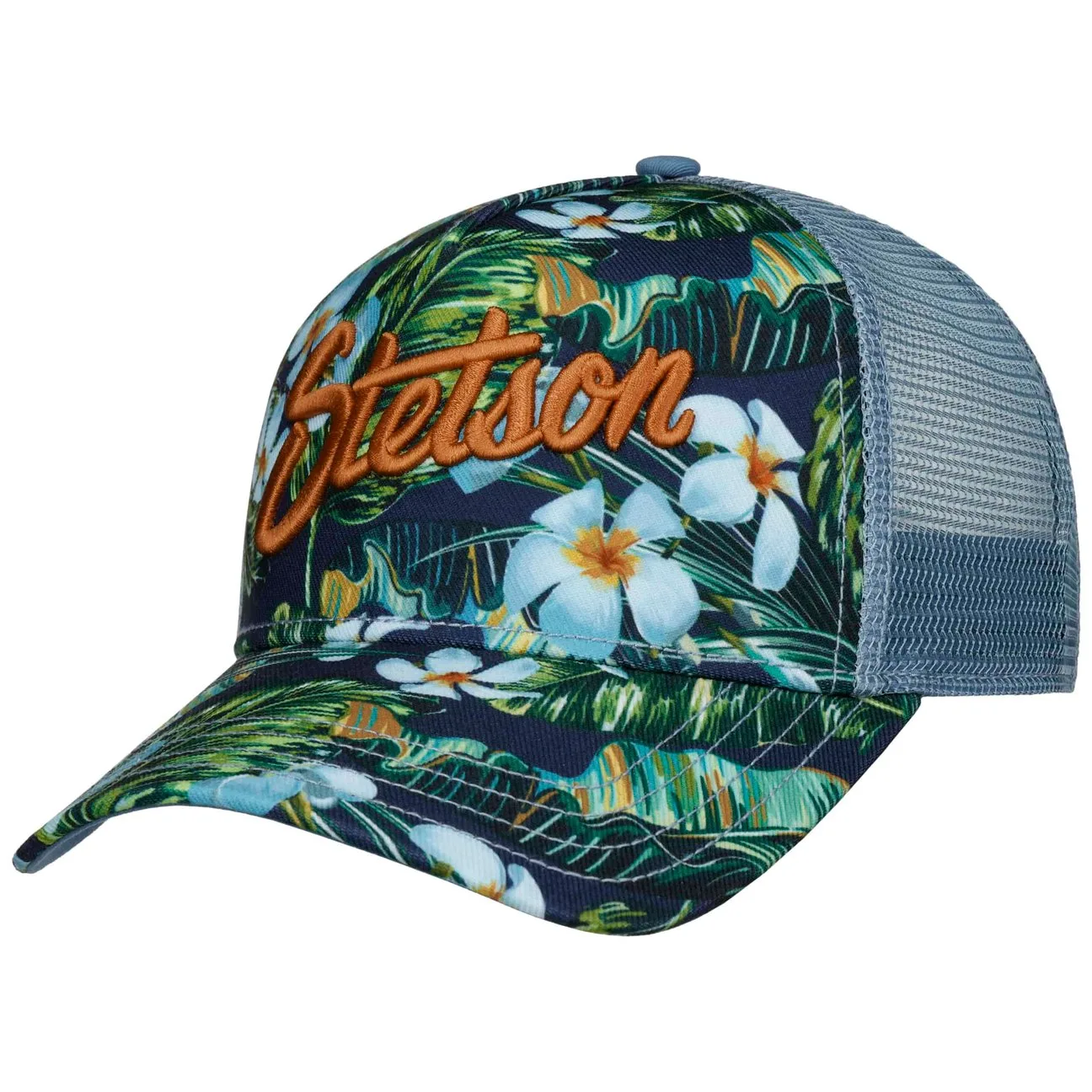 Hawaii Flower Trucker Cap by - blue-green - Female - Size: One Size - Stetson - FashionsVida